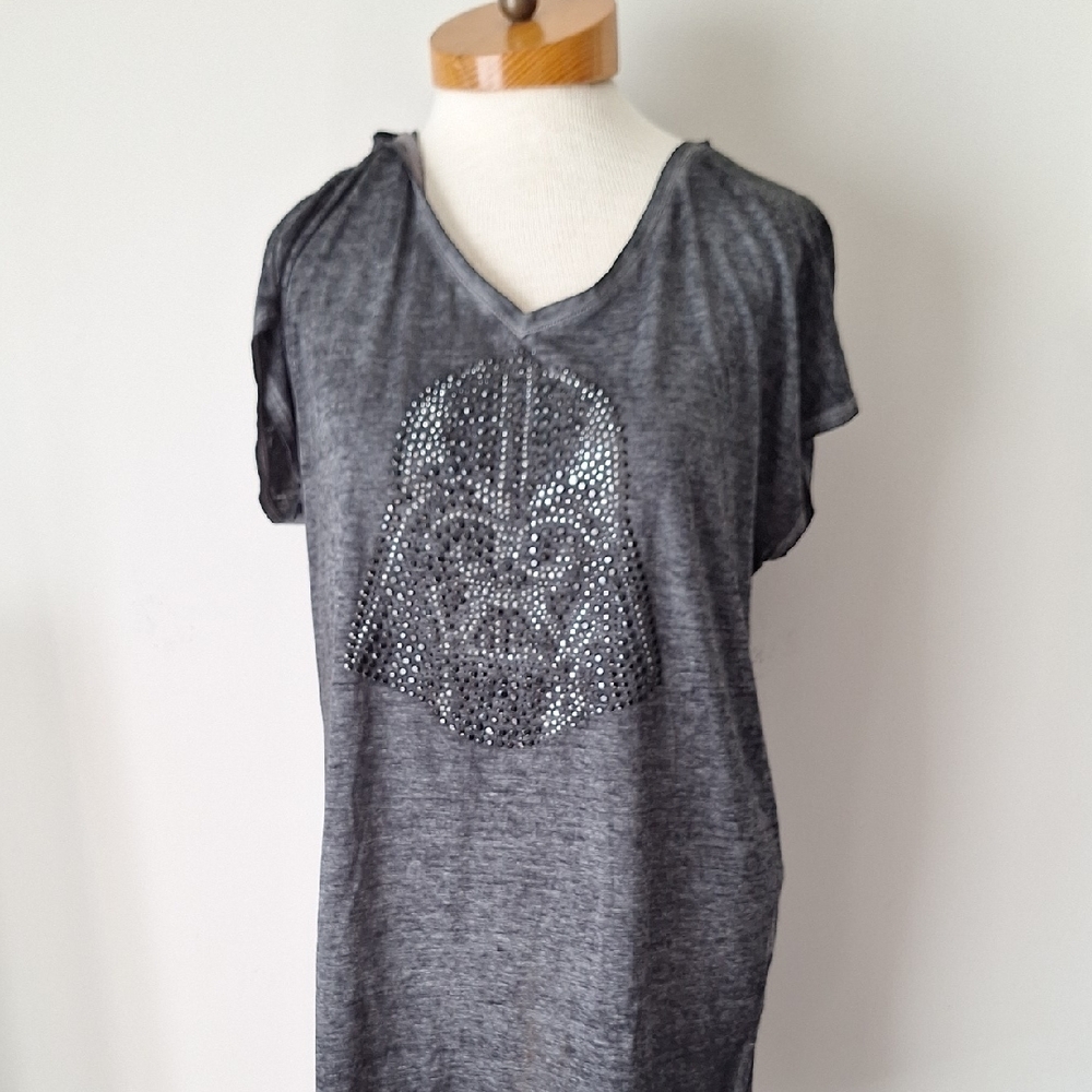 Star Wars Gray Graphic T-Shirt with Darth Vader Studded Design - Picture 2 of 8